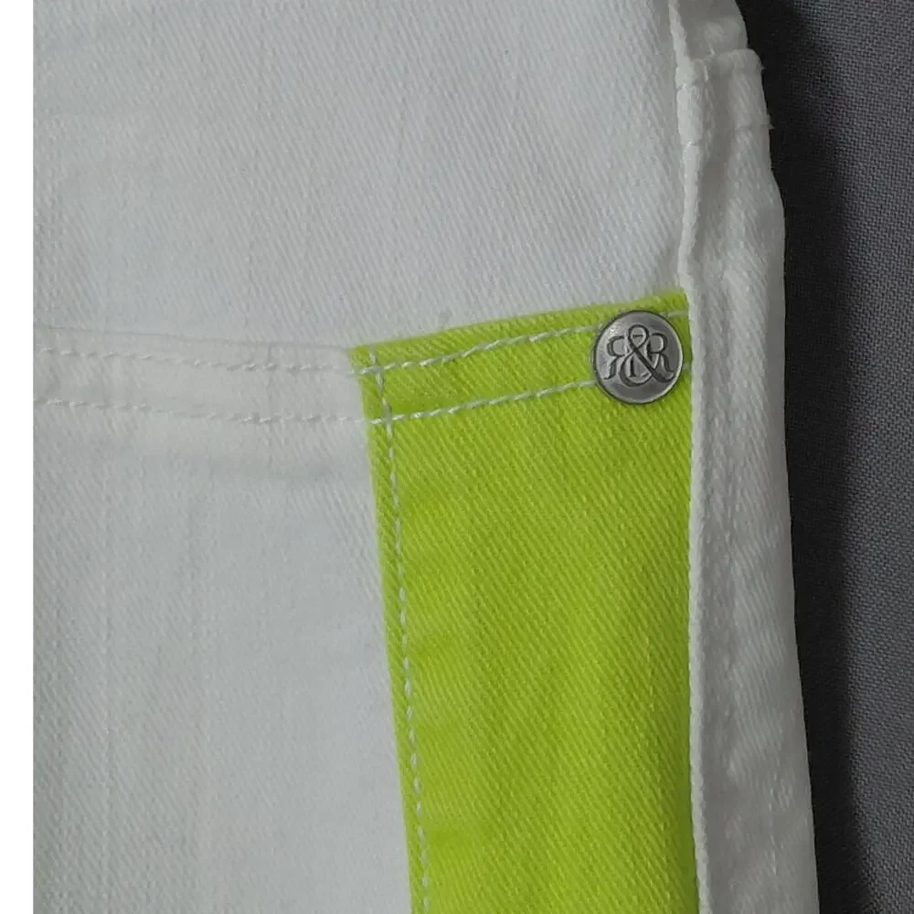 Rock & Republic Carnivale White Colorblock Straight Jeans Women Size 16